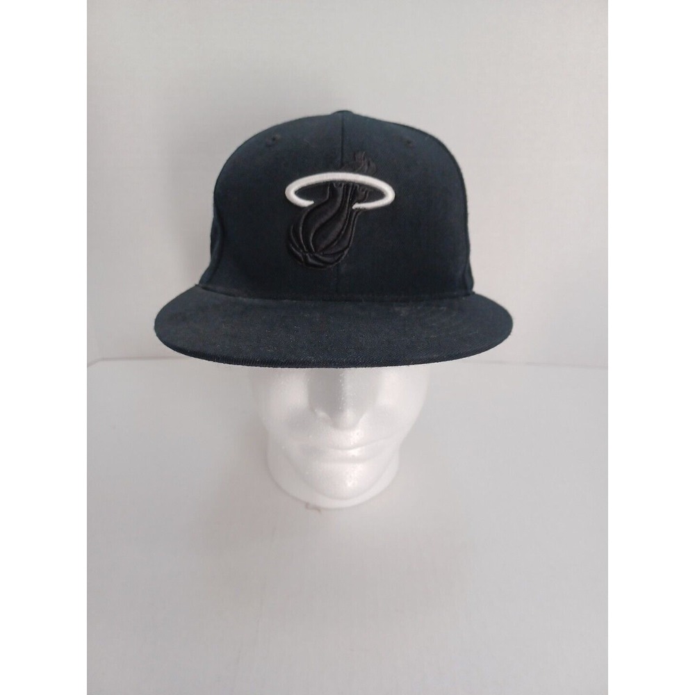 Adidas Miami Heat‎ Fitted Black Hat Cap NBA Embroidered 7 3/8 100% Wool